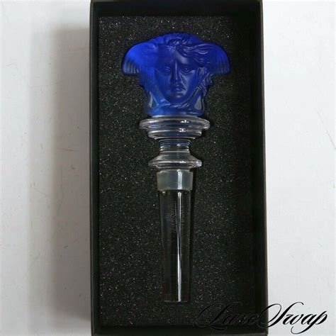 versace wine stopper cobalt blue original price|Rosenthal Crystal Versace Medusa Lumiere Wine Bottle Stopper .